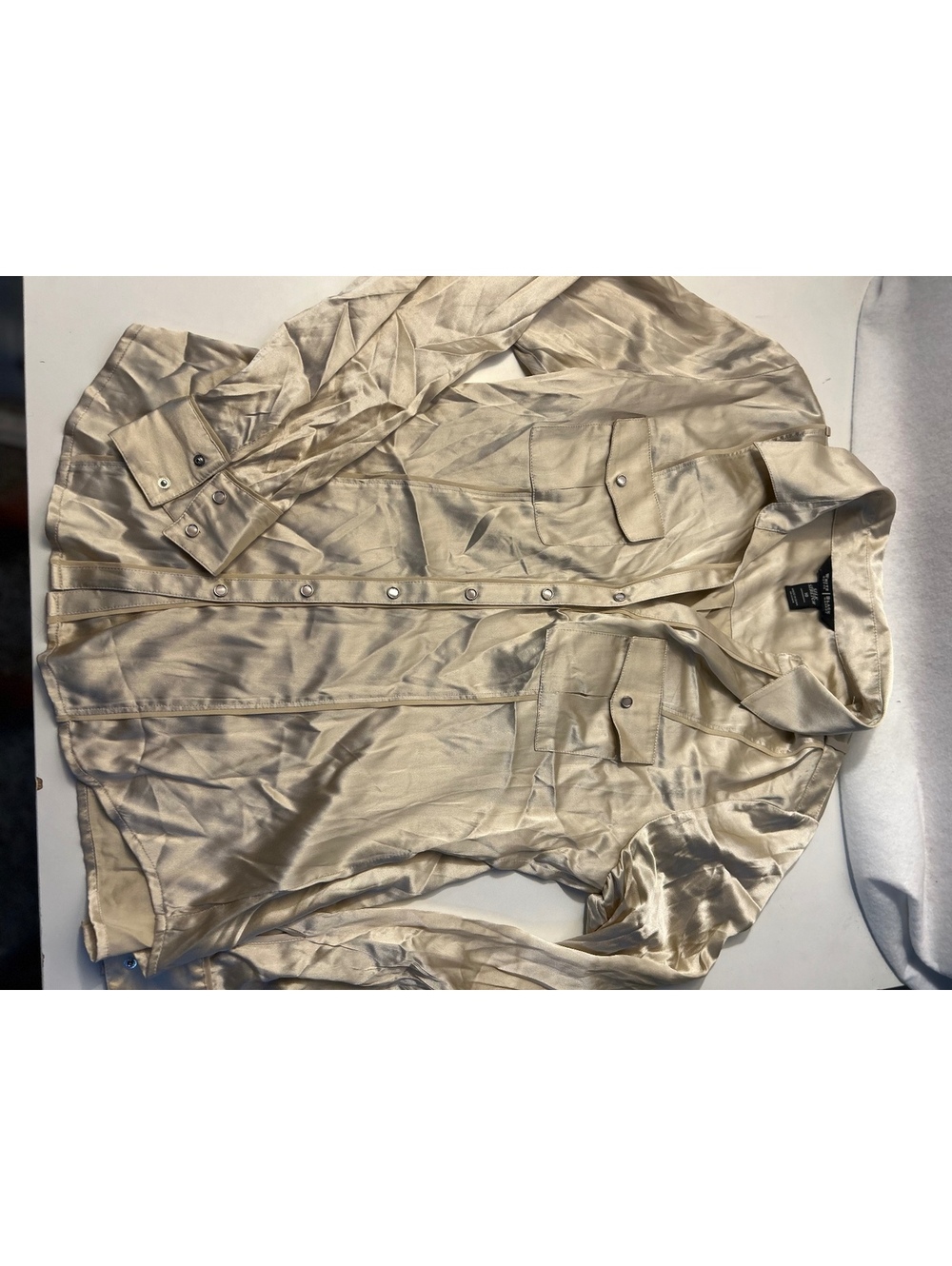 White House Black Market Silk Stretch Button Up